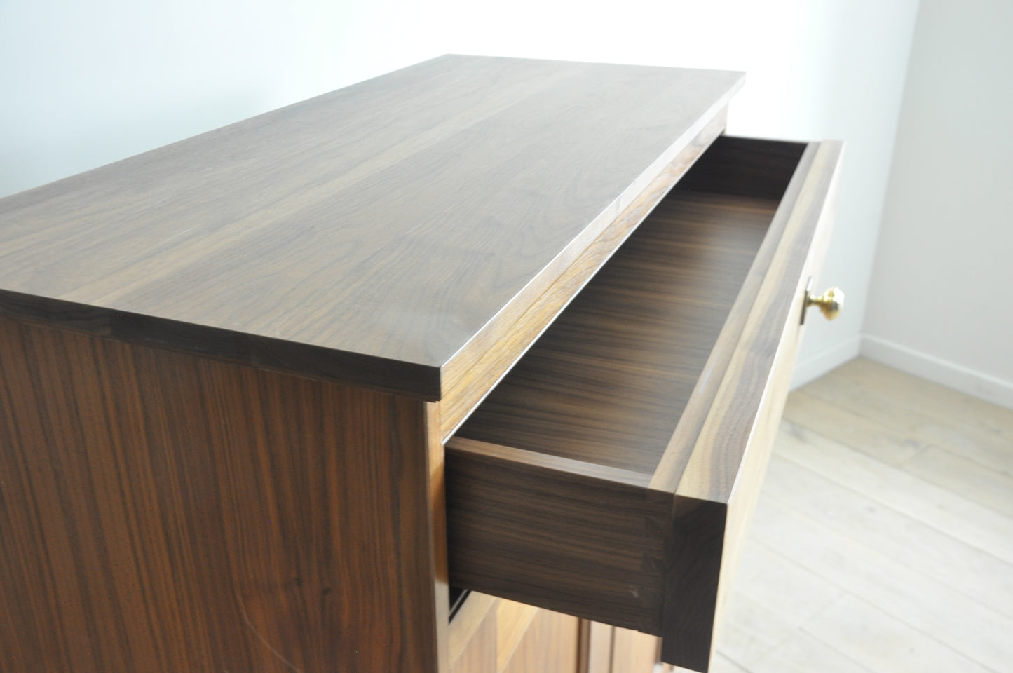 Bespoke american walnut tall side cabinet