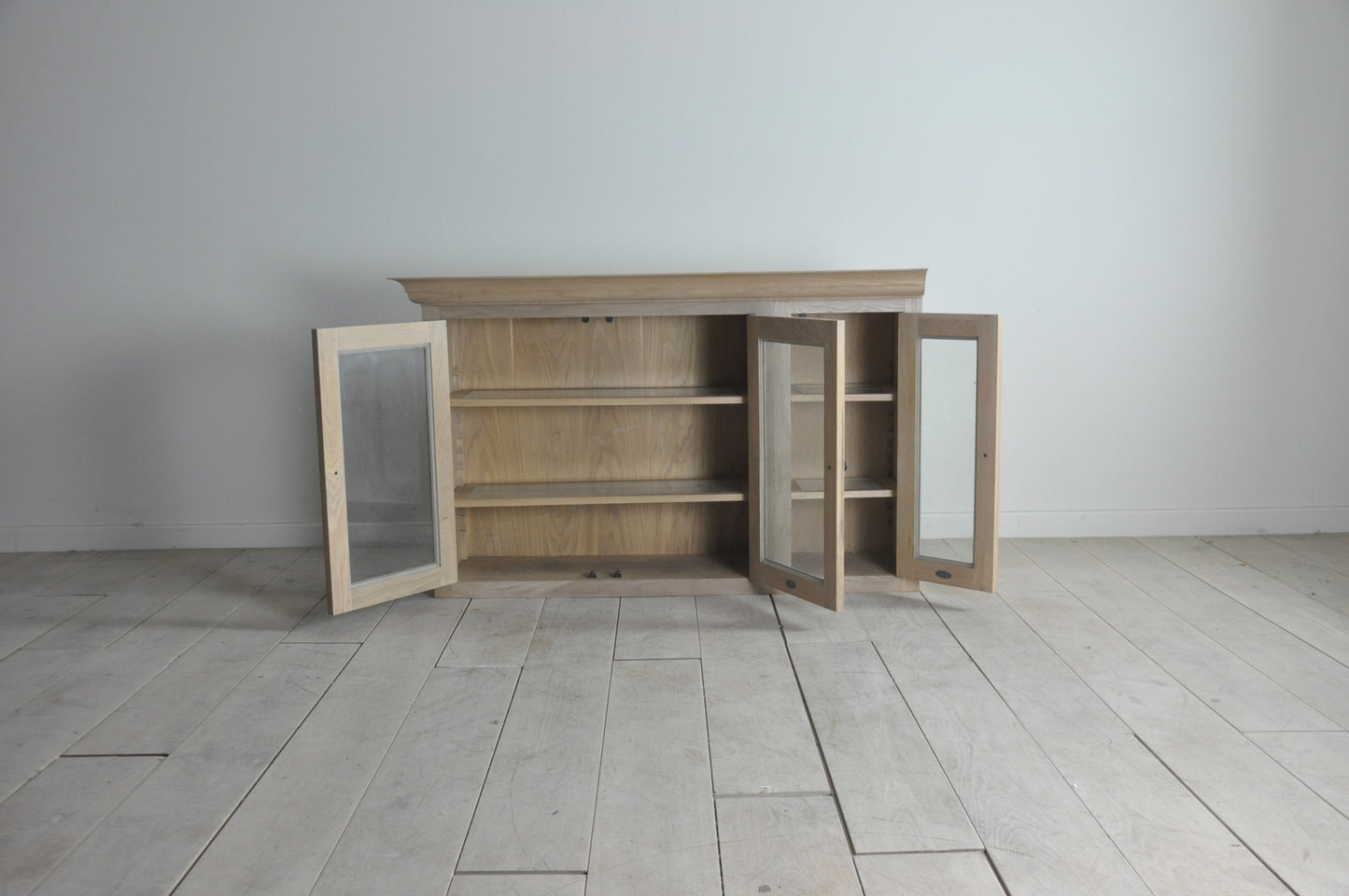Neptune Henley 920 and 390 oak glazed wall cabinets