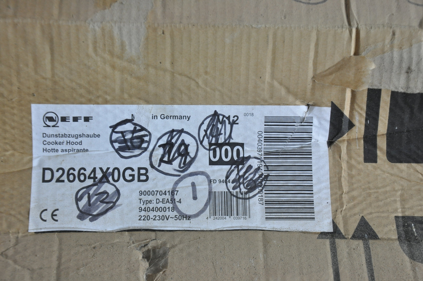 Neff D2664X0GB integrated cooker hood