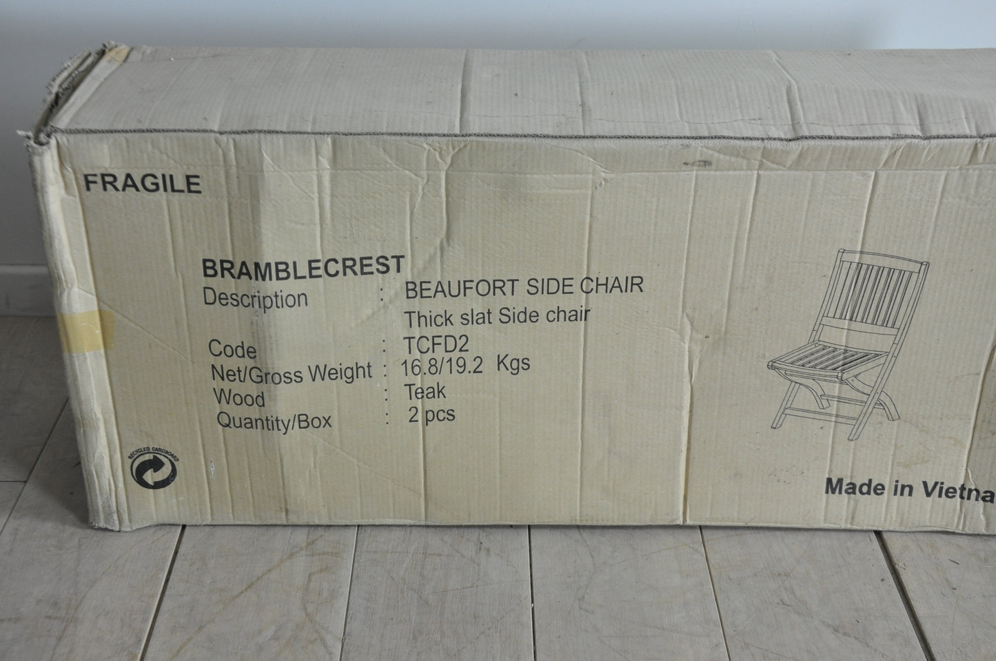 Bramblecrest Beaufort folding teak side chair without arms