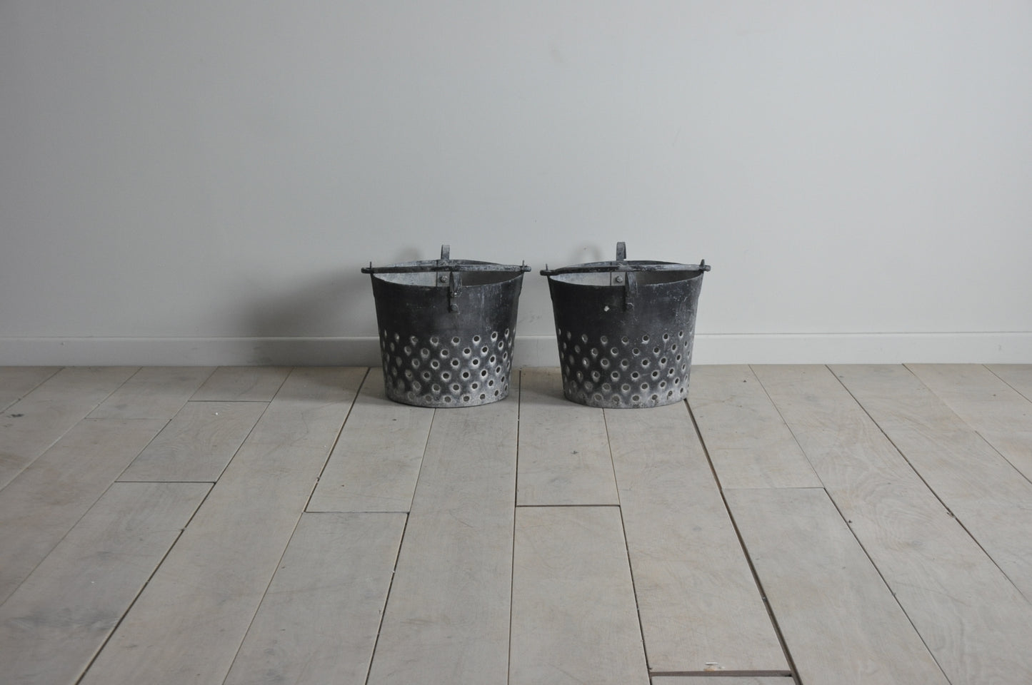 Pair of stunning French old oyster baskets