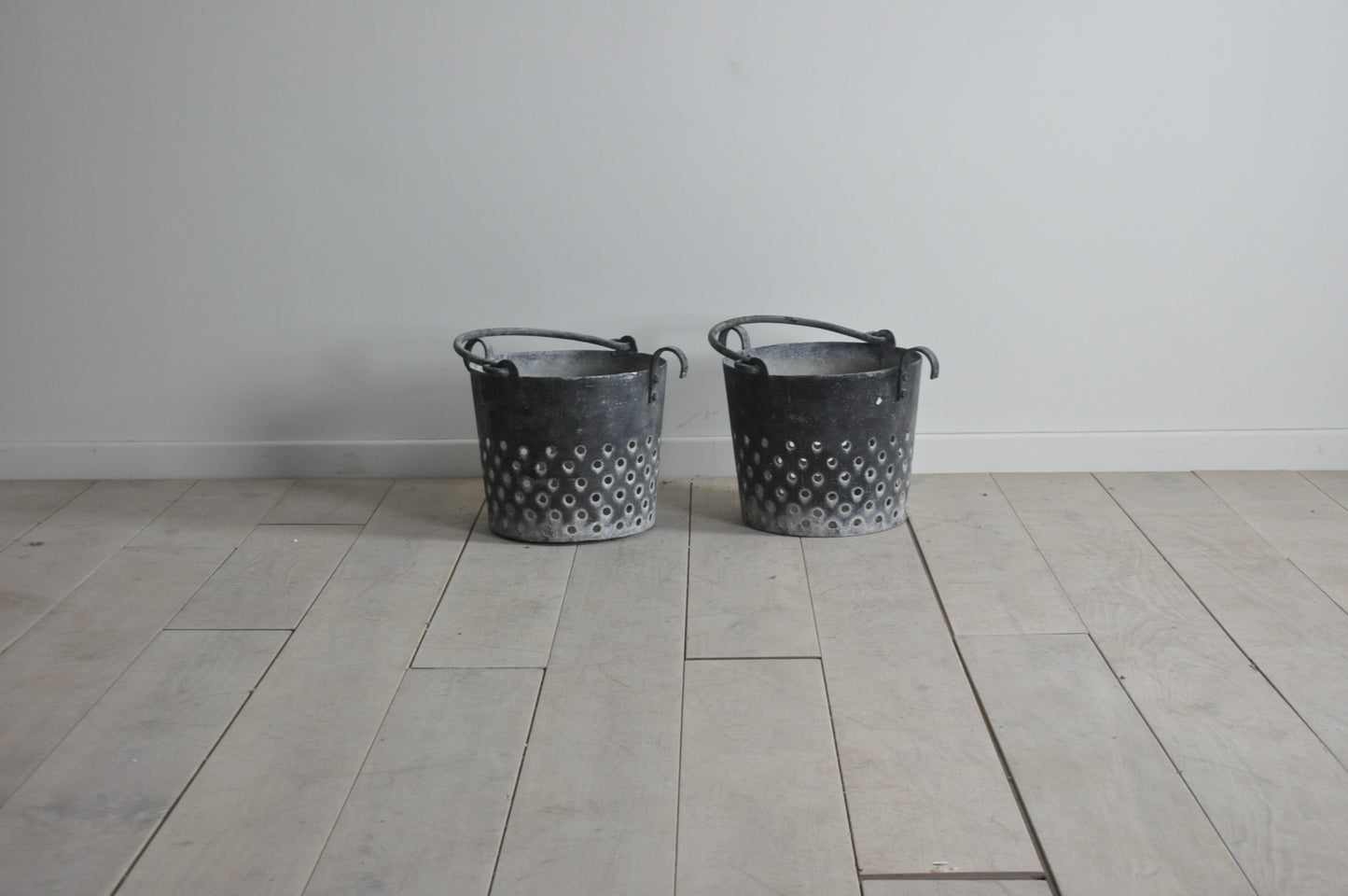 Pair of stunning French old oyster baskets