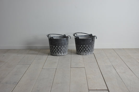 Pair of stunning French old oyster baskets