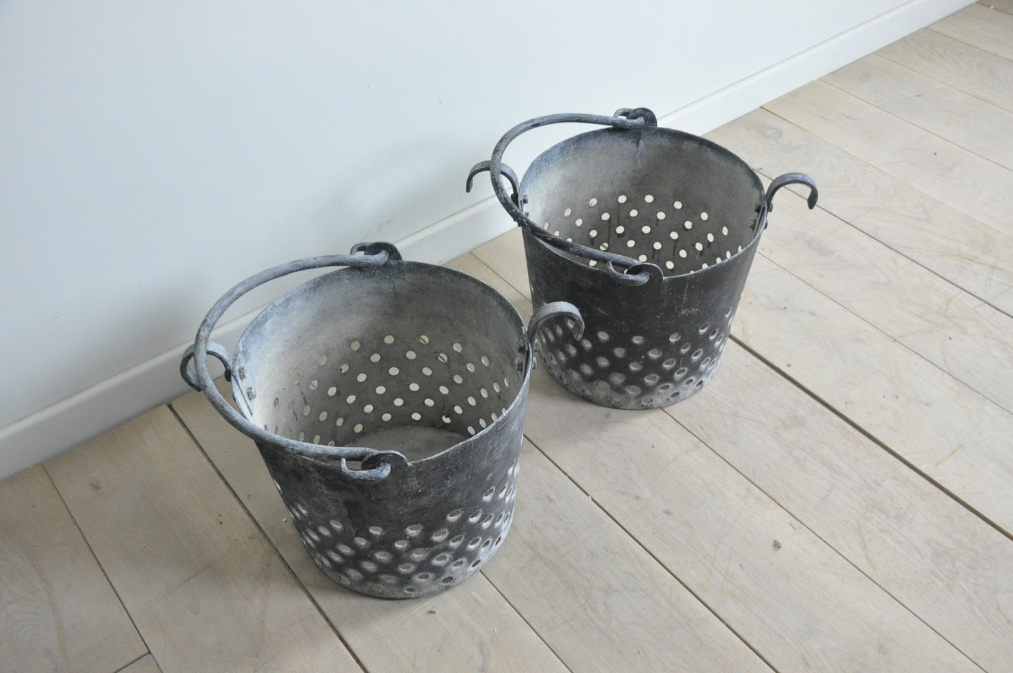 Pair of stunning French old oyster baskets