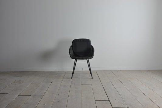 Vincent Sheppard Joe Lloyd Loom dining chair with black leather seat pad