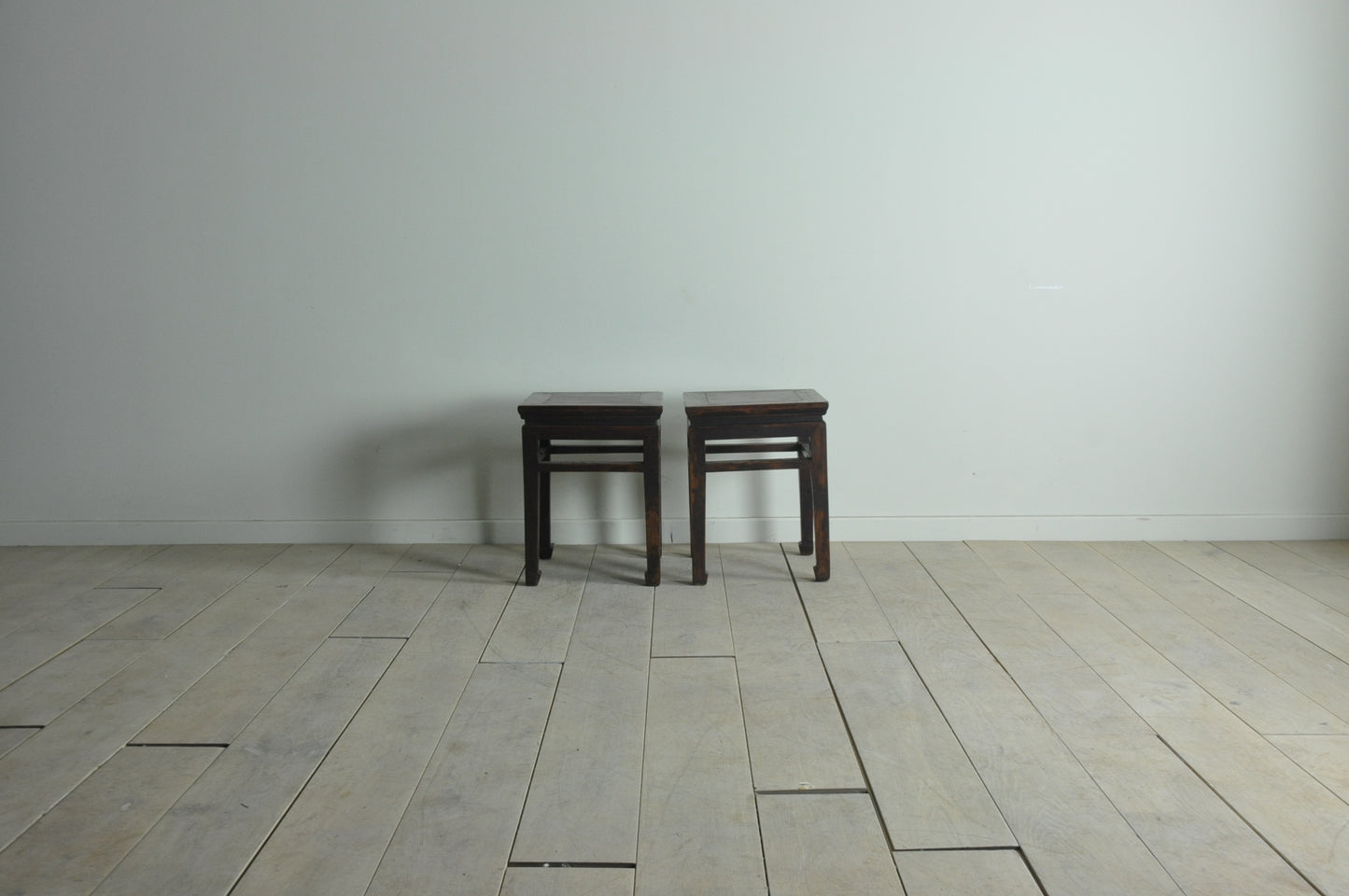 Pair of old Chinese red elm side tables