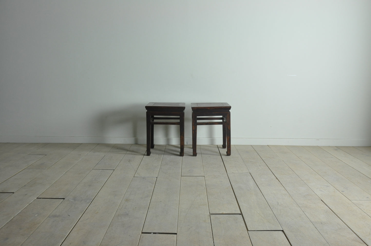 Pair of old Chinese red elm side tables