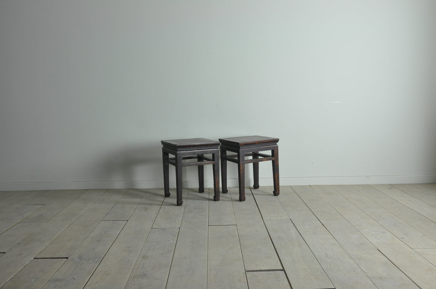 Pair of old Chinese red elm side tables