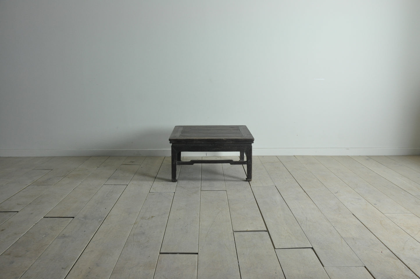 Old Chinese dark brown square elm coffee table