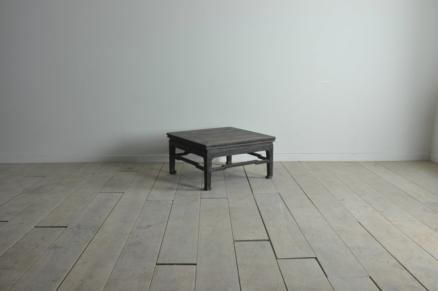 Old Chinese dark brown square elm coffee table