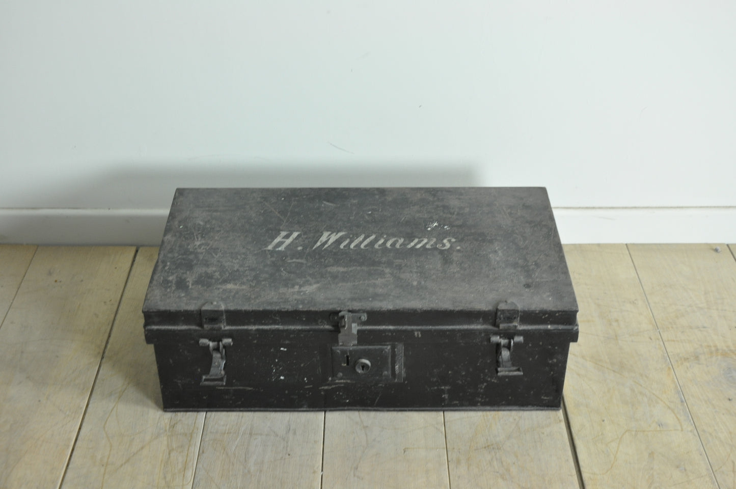 Old metal army trunk "H Williams"